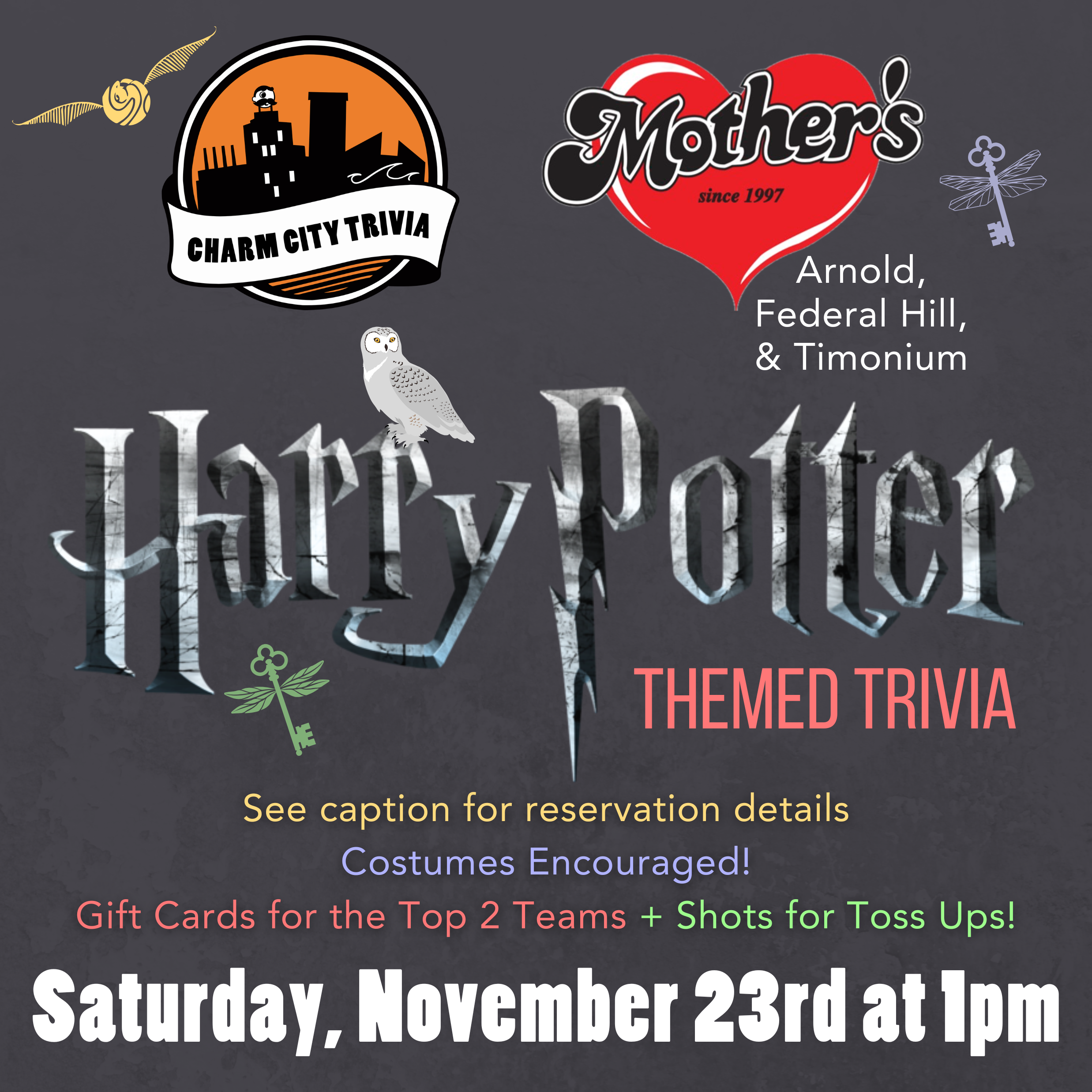 Harry Potter Themed Trivia at Mother's Grille! Charm City Entertainment